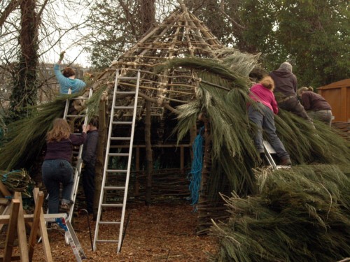 Thatching a Celtic round house